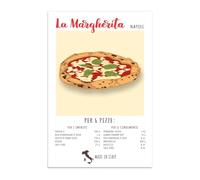 Stampa da Parete Pizza Margherita, Ricette napoletane per pizze, Idea Regalo Speciale, Arredamento Casa Salotto Ufficio Cucina, Poster in carta glossy premium (29.7x42)