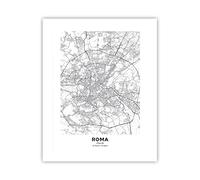 Stampa da Parete Senza Cornice 40x50 cm Bianco e Nero Mappa del Mondo 4682