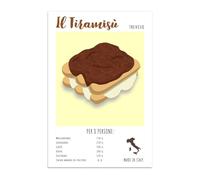 Stampa da Parete Tiramisù, Dessert Dolce Ricetta, Idea Regalo Speciale, Arredamento Casa Salotto Ufficio Cucina, Poster in carta glossy premium (29.7x42)