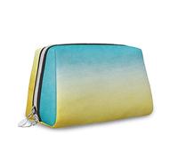 Stampa da sogno, borsa per cosmetici, borsa per cosmetici, onde da surf, in pelle, organizer per trucco, borsa da toeletta riutilizzabile, blu giallo, S, Blu Giallo_4, Taglia unica, Beauty Case