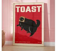 Stampa D'Arte Regalo Per Gli Amanti Del Toast Per La Colazione Con Gatto Nero Gatto Che Fa Cose Citazioni Sul Pane Poster Da Parete Dipinto Su Tela Per Soggiorno Camera Da Letto Studio Ufficio 50X70Cm