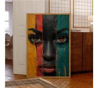 Stampa D'Arte Sguardo Intenso Astratto Volto Di Donna Misteriosa Stampe Artistiche Da Parete In Africa Poster Su Tela Per Soggiorno Camera Da Letto Studio Ufficio Bar Arredamento Per La Casa 50X70 Cm.