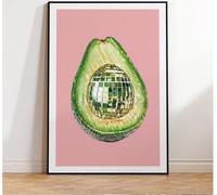 Stampa D'Arte Stampe Artistiche Da Parete Con Avocado E Palla Da Discoteca Su Tela Poster Immagine Per Camera Da Letto Dei Bambini Soggiorno Camera Da Letto Studio Ufficio Arredamento Da Bar 50X70 Cm