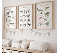 Stampa D'Arte Stampe Astratte Moderne Di Atlanti Di Animali Illustrazione Di Dinosauri Poster Su Tela Per Soggiorno Sala Giochi Cameretta Dei Bambini Arredamento Per La Casa 50X70Cmx3