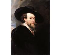 Stampa decorativa su tela arrotolata - Rubens - Ritratto dell'artista - 127 x 101 cm | Riproduzione di colori vivaci | Arte decorativa durevole e di lunga durata