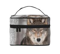 Stampa del lupo selvaggio, Borsa per il trucco Borsa per cosmetici Borsa da viaggio portatile da viaggio Astuccio per matite