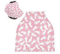 Stampa Del Piede Bianco Rosa Passeggino Tettoia Copri Seggiolino Copertura Infermieristica Auto per Bambini per L'Allattamento Al Seno Morbido Traspirante Elastica Tettuccio