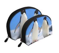 Stampa del pinguino, Borsa per trucco a conchiglia Portamonete da donna Borsa da toilette piccola Borsa per cosmetici 2 pezzi