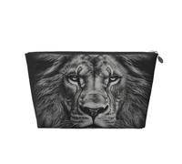 Stampa della testa di leone in bianco e nero, Borsa da toilette Borsa per trucco Borsa per cosmetici Borsa da toilette da viaggio portatile