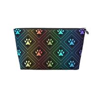 Stampa della zampa di cane arcobaleno, Borsa da toilette Borsa per trucco Borsa per cosmetici Borsa da toilette da viaggio portatile