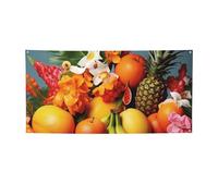 Stampa di banner con frutta e fiori tropicali per interni ed esterni, striscioni e cartelli per feste poster personalizzati sfondo fotografico sfondo per affari, laurea, matrimonio, eventi