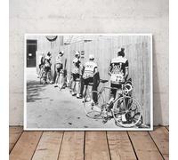 Stampa di bicicletta, poster fotografico vintage, bianco e nero, ciclismo su strada, uomo che fa pipì, dipinto su tela, immagine, decorazione da parete per bagno e casa (70x100 cm/senza cornice)