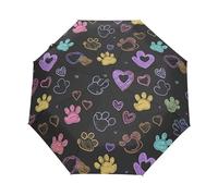 Stampa Di Cane Con Zampa Cartoon Senza Cuciture Ombrello Pieghevole Automatico Ombrelli Antivento Protezione UV da Viaggio per Bambini Ragazzi Ragazze