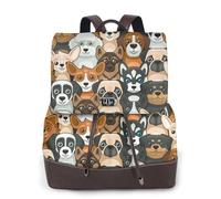 Stampa di cane in stile cartone animato,Zaino da donna, impermeabile, leggero, in pelle PU, alla moda, da viaggio