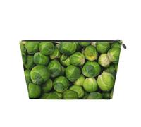 Stampa di cavolini di Bruxelles verdi, Borsa da toilette Borsa per trucco Borsa per cosmetici Borsa da toilette da viaggio portatile