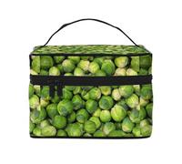 Stampa di cavolini di Bruxelles verdi, Borsa per il trucco Borsa per cosmetici Borsa da toilette da viaggio portatile Astuccio per matite Astuccio da toilette