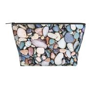 Stampa di ciottoli colorati sulla spiaggia, Borsa da toilette Borsa per trucco Borsa per cosmetici Borsa da toilette da viaggio portatile