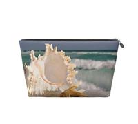 Stampa di conchiglie di stelle marine sulla spiaggia, Borsa da toilette Borsa per trucco Borsa per cosmetici Borsa da toilette da viaggio portatile