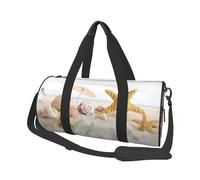 Stampa di conchiglie e stelle marine sulla spiaggia, Borsone da viaggio di grande capacità Borsa rotonda Borsa da viaggio sportiva Borsa da viaggio Borsa da fitness