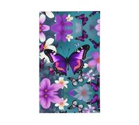 Stampa di farfalle e fiori viola, bandiera decorativa per esterni, per tutte le stagioni, modello su un solo lato, per cortile, portico e patio