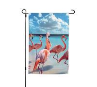 Stampa di fenicotteri rosa sulla spiaggia, 30,5 x 45,7 cm, bandiera da giardino per tutte le stagioni, decorazione esterna per cortile, patio, portico e bandiera del prato