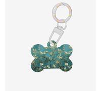 Stampa di fiori di mandorlo carino acrilico per cani Tag doppio lato osso Shap ID tag con portachiavi per decorazioni artigianali per animali domestici