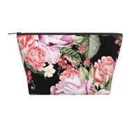 Stampa di fiori di peonia rosa, Borsa da toilette Borsa per trucco Borsa per cosmetici Borsa da toilette da viaggio portatile