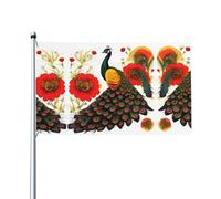 Stampa di fiori rossi pavone bandiere decorative per esterni 0,9 x 1,5 m leggere e belle adatte per cortili esterni e celebrazioni di festival.