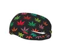 Stampa di foglie di cannabis colorate Fascia per il sudore sportiva unisex-adulto Fasce sportive versatili Fascia traspirante per l'umidità