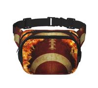 Stampa di football americano fiammeggiante, Marsupio quadrato a doppio strato, borsa da viaggio, marsupio casual