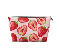 Stampa di fragole rosa Kawaii, Borsa da toilette Borsa per trucco Borsa per cosmetici Borsa da toilette da viaggio portatile