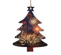 Stampa di fuochi d'artificio Albero di Natale Ornamenti in legno Decorazioni da appendere per le vacanze