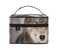 Stampa di lupo selvaggioBorsa per il trucco, borsa cosmetica portatile per donna - Organizer da viaggio per cosmetici, regalo per momenti speciali