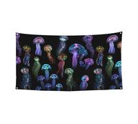 Stampa di meduse colorate da appendere per festeggiare le feste, con 4 fori in metallo, migliora le vibrazioni festive ovunque