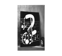 Stampa di note musicali bianche e nere per esterni, bandiera decorativa per tutte le stagioni, modello su un solo lato, per cortile, portico, patio