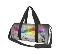 Stampa di note musicali che saltano, Borsone da viaggio di grande capacità Borsa rotonda Borsa da viaggio sportiva Borsa da viaggio Borsa da fitness