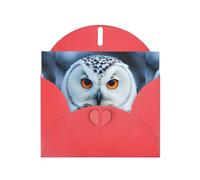 Stampa di occhi di gufo innevato con fibbia d'amore, carta perlata, regali per biglietti di compleanno con foglio accessori, biglietto per appunti, busta