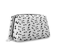 Stampa di occhiali da sole, borsa cosmetica per trucchi, occhiali da spiaggia su sfondo semplice, borsa da trucco in pelle, borsa da toilette riutilizzabile, nero bianco, S, Nero Bianco_7, Taglia