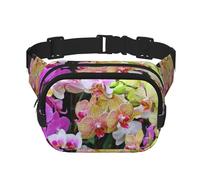 Stampa di orchidee, Marsupio quadrato a doppio strato, borsa da viaggio, marsupio casual