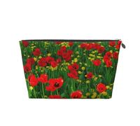 Stampa di paesaggio del prato della fattoria del campo del papavero rosso, Borsa da toilette Borsa per trucco Borsa per cosmetici Borsa da toilette da viaggio portatile