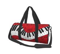 Stampa di pianoforte con note musicali, Borsone da viaggio di grande capacità Borsa rotonda Borsa da viaggio sportiva Borsa da viaggio Borsa da fitness