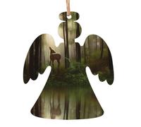 Stampa di piccoli cervi intagliati, collezione natalizia a forma di angelo, in legno naturale con finitura brunita artigianale, 4 forme festive e 1/2/4/6 opzioni multipack