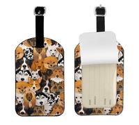 Stampa di un simpatico cane,Etichette per bagagli in pelle PU, etichette per bagagli resistenti da viaggio, 2 pezzi