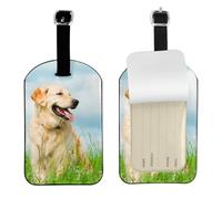 Stampa di un simpatico cane Labrador,Etichette per bagagli in pelle PU, etichette per bagagli resistenti da viaggio, 2 pezzi