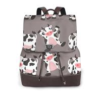 Stampa di una simpatica mucca dei cartoni animati,Zaino da donna, impermeabile, leggero, in pelle PU, alla moda, da viaggio