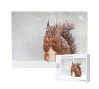 Stampa di uno scoiattolo carino nella neve,Puzzle in legno da 500 pezzi, gioco di famiglia, puzzle per adulti e adolescenti, decorazioni per la casa