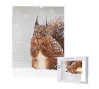 Stampa di uno scoiattolo carino nella neve,Puzzle in legno da 500 pezzi per adulti e adolescenti