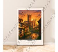 Stampa Di Viaggio Canterbury Illustrazione Poster Arte Da Parete Decor Unframed