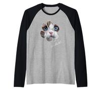 Stampa di zampa di gatto ritratto faccia di gatto Maglia con Maniche Raglan