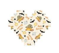 Stampa di zucca e gufo di Halloween Building Block Puzzle a forma di cuore mattone Puzzle 3D Jigsaw DIY Home Decor